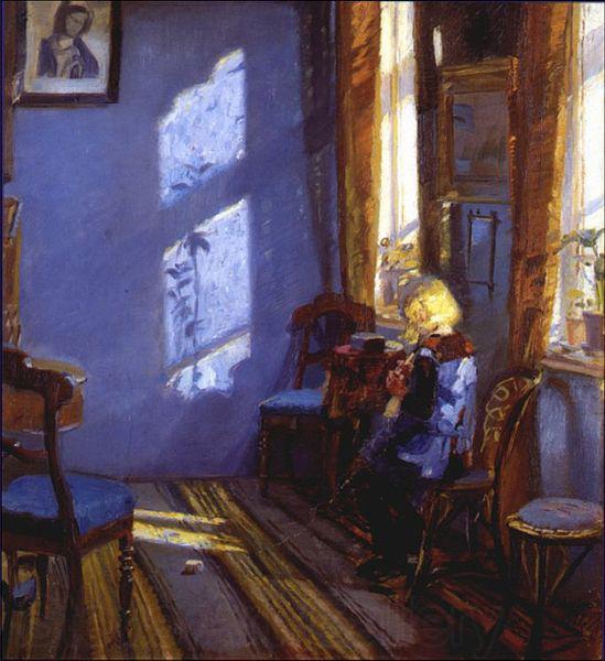 Anna Ancher Sunlight in the blue room France oil painting art